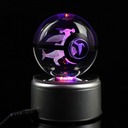 Popullar 80mm 3.15 inch Diameter Crystal Glass Poket Ball with Rotated LED Lamp Base