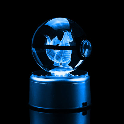 Popullar 80mm 3.15 inch Diameter Crystal Glass Poket Ball with Rotated LED Lamp Base