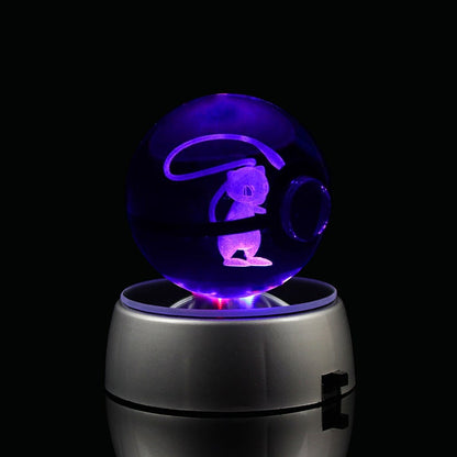 Popullar 80mm 3.15 inch Diameter Crystal Glass Poket Ball with Rotated LED Lamp Base