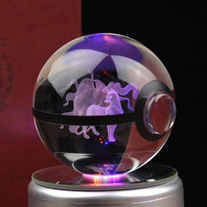 Popullar 80mm 3.15 inch Diameter Crystal Glass Poket Ball with Rotated LED Lamp Base