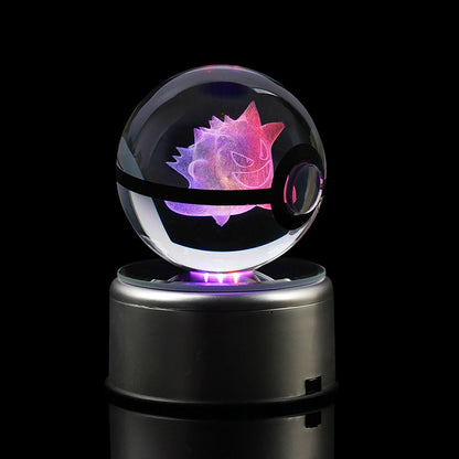 Popullar 80mm 3.15 inch Diameter Crystal Glass Poket Ball with Rotated LED Lamp Base