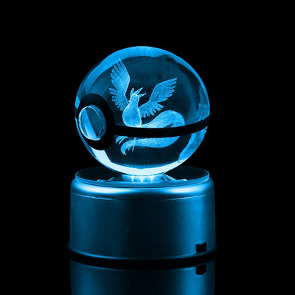 Popullar 80mm 3.15 inch Diameter Crystal Glass Poket Ball with Rotated LED Lamp Base